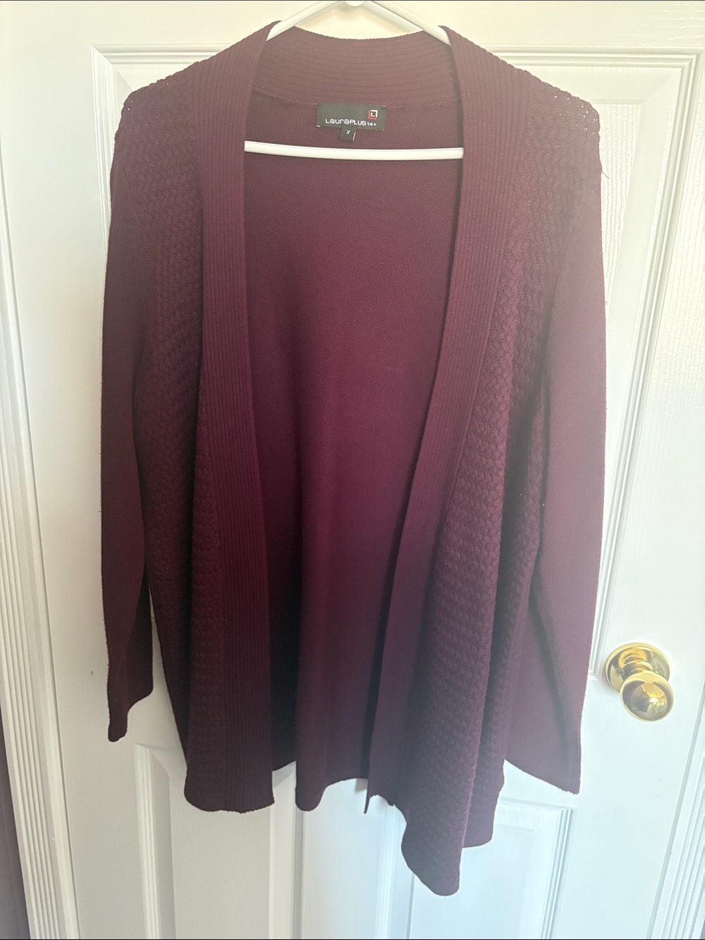 Lacour Lux Open-Front Wine Knit Cardigan